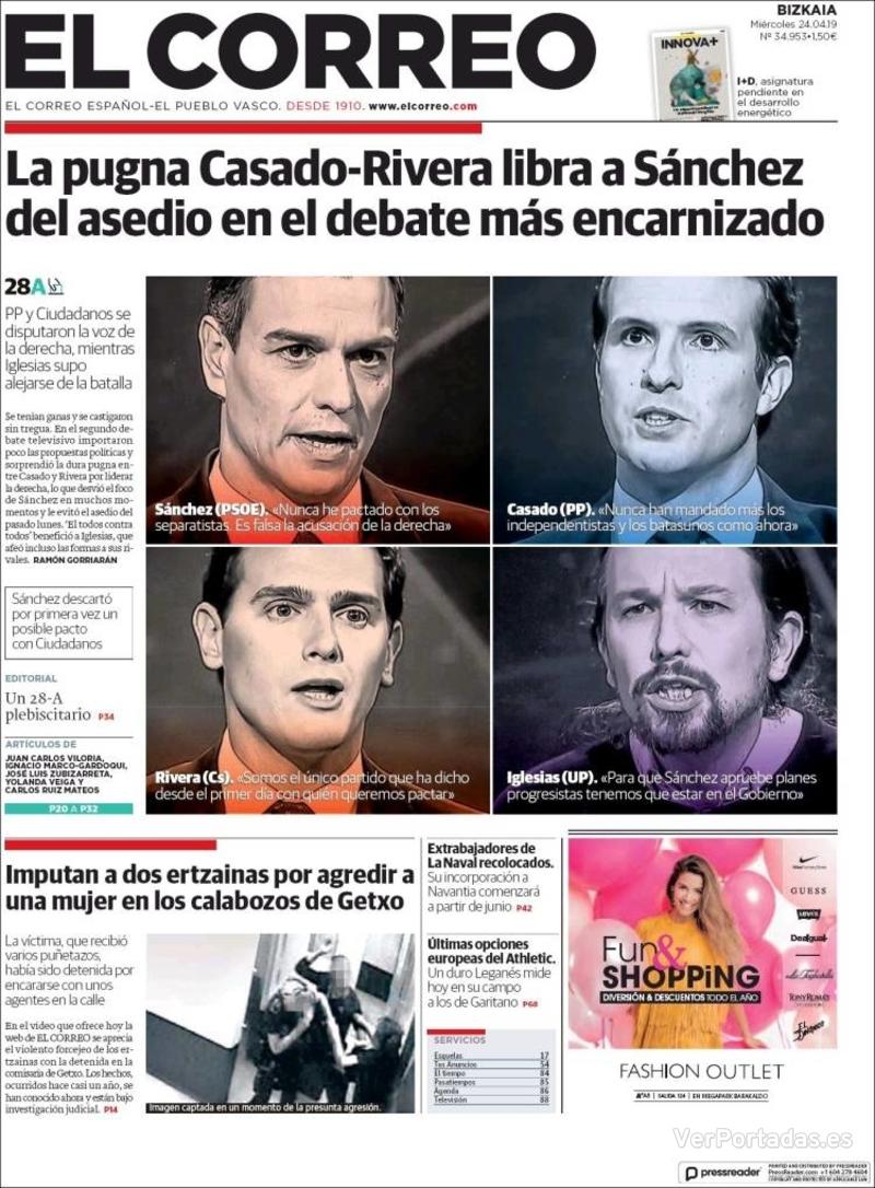 Portada El Correo 2019-04-25