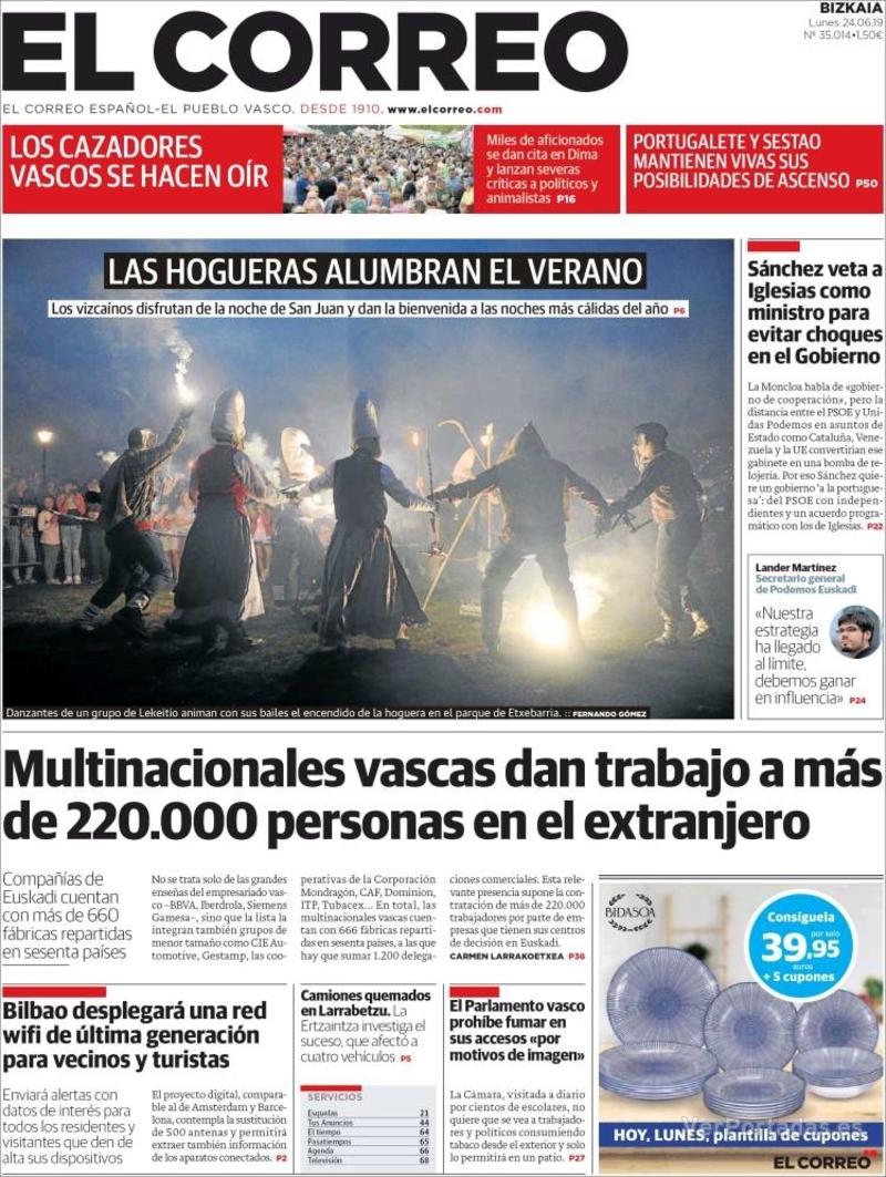 Portada El Correo 2019-06-25