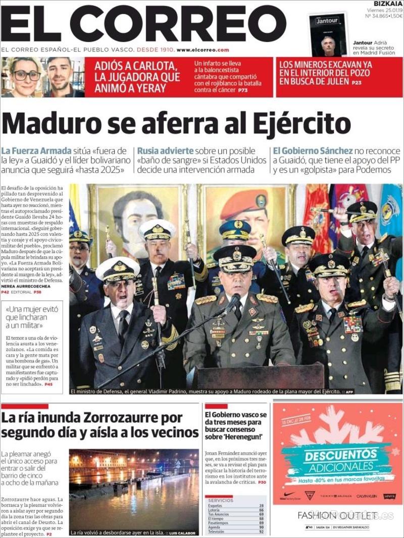 Portada El Correo 2019-01-26