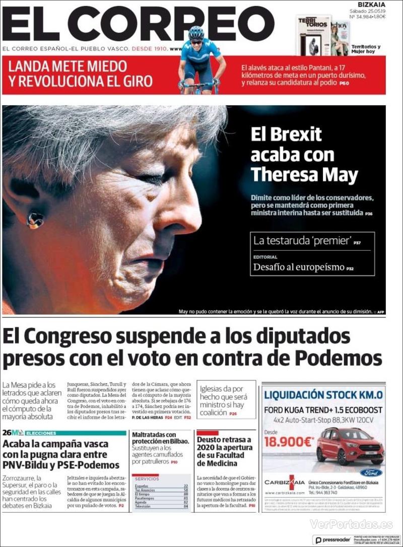 Portada El Correo 2019-05-26