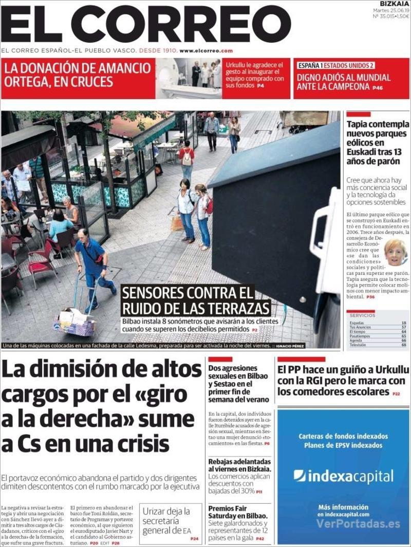 Portada El Correo 2019-06-26