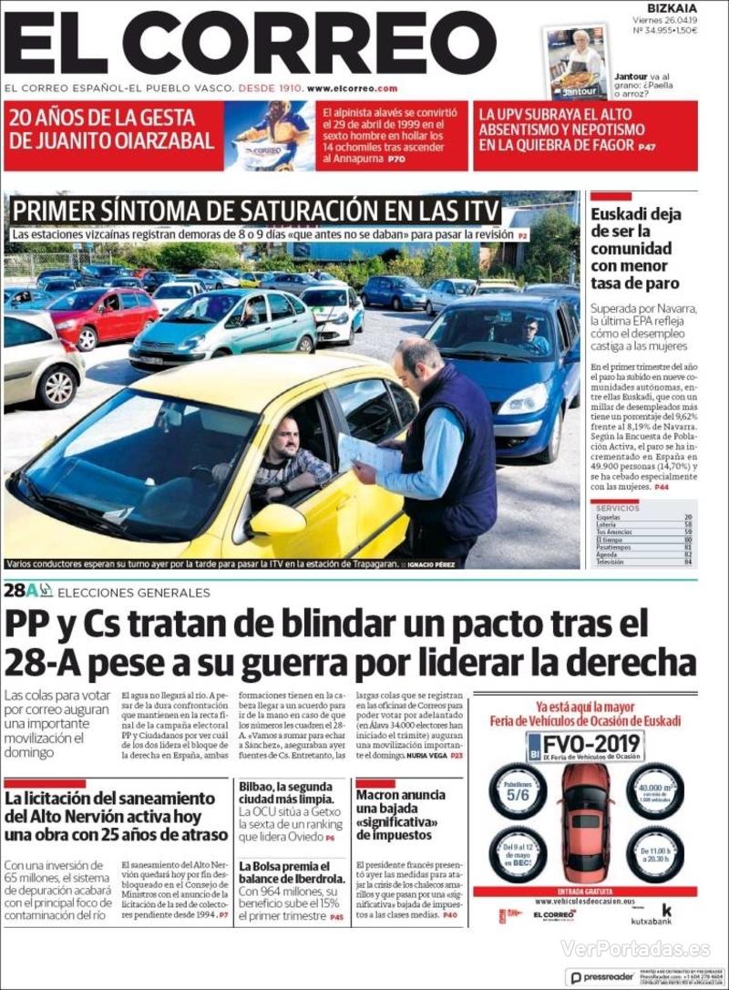 Portada El Correo 2019-04-27