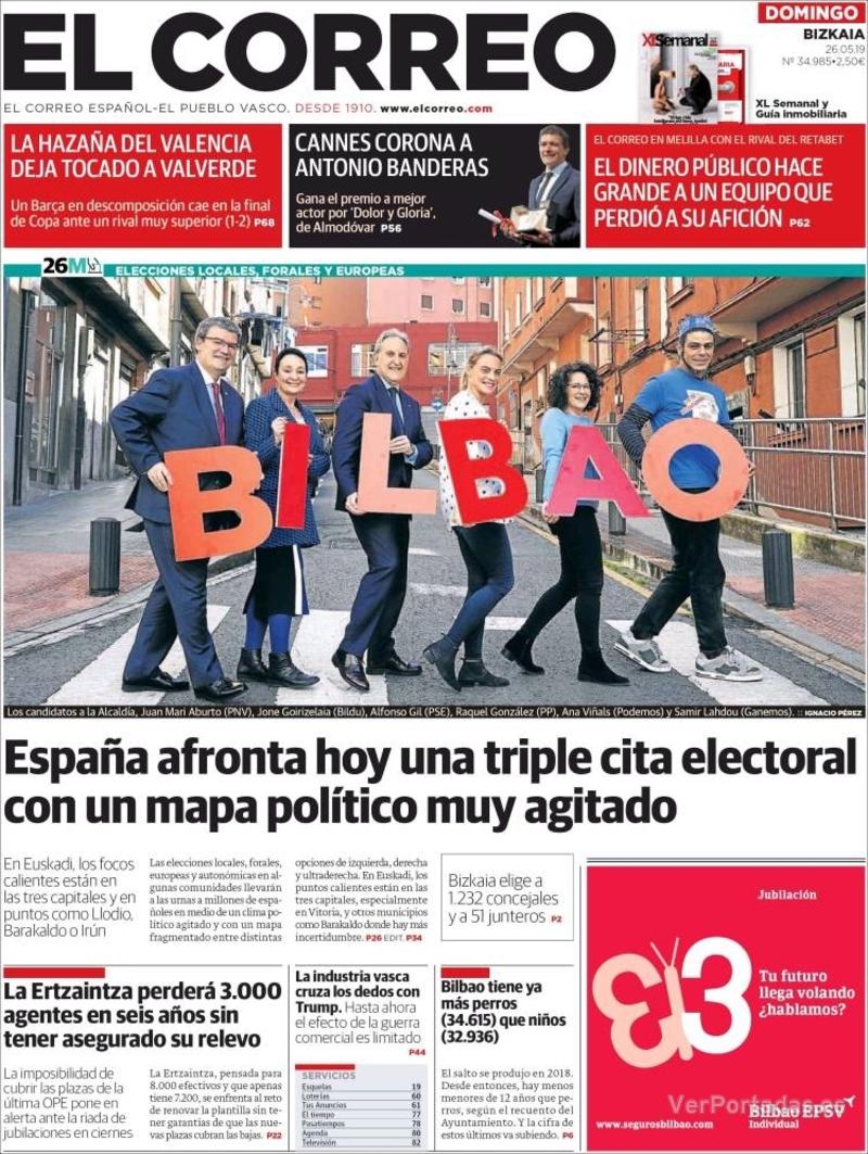 Portada El Correo 2019-05-27
