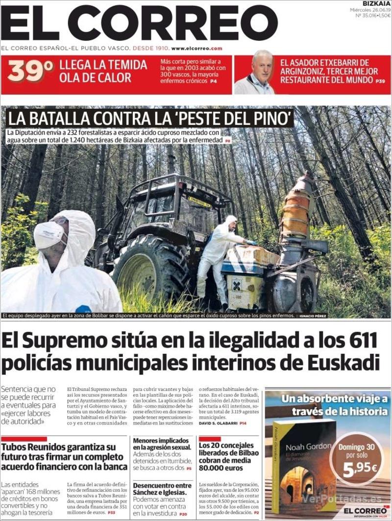 Portada El Correo 2019-06-27