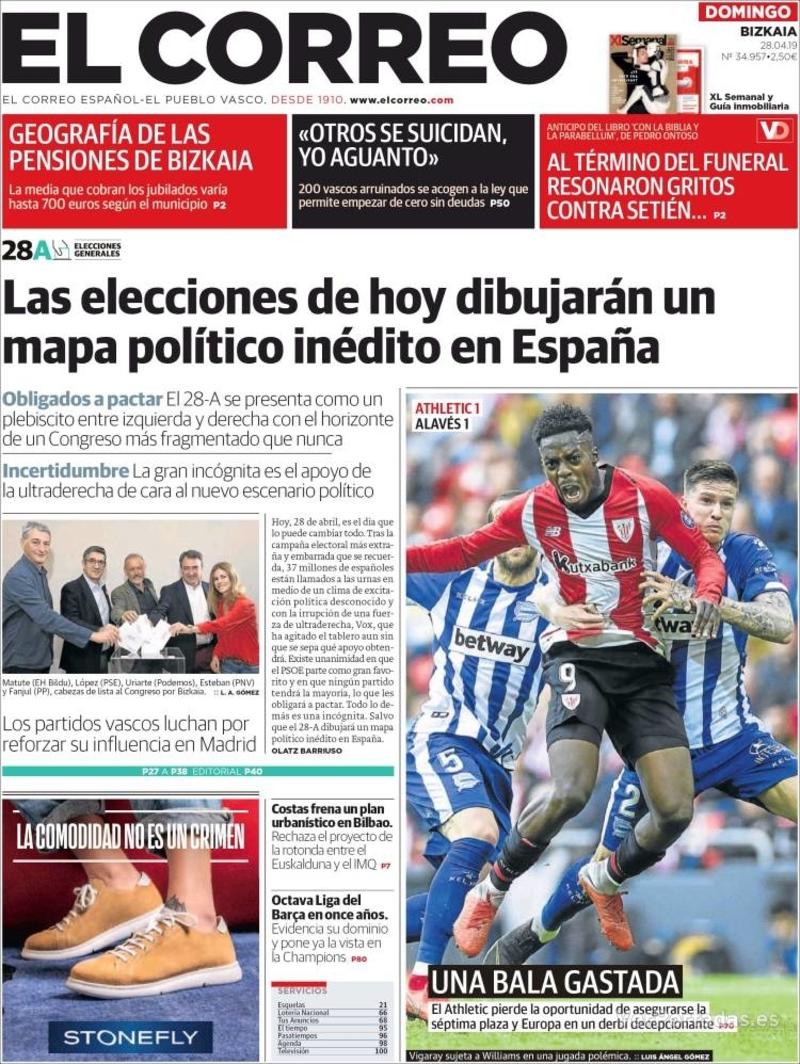 Portada El Correo 2019-04-29