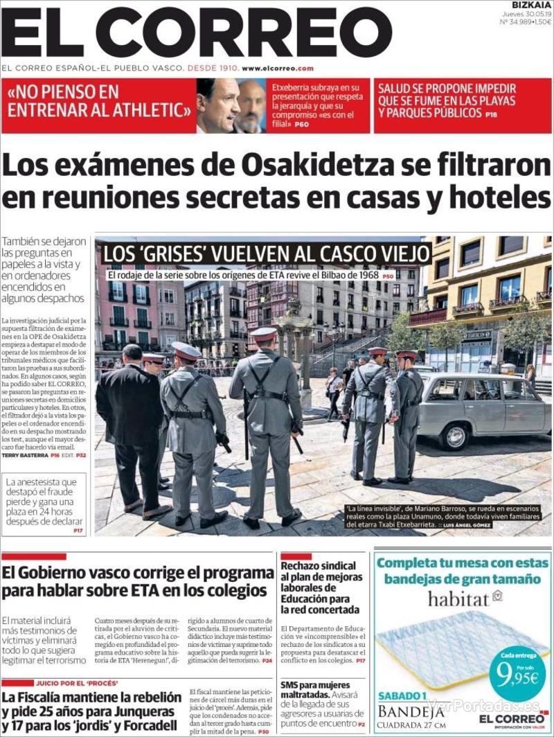 Portada El Correo 2019-05-31