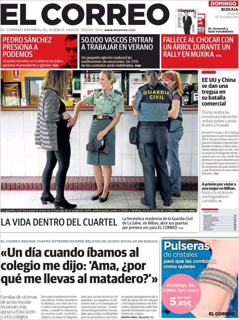 Portada El Correo 2019-07-01