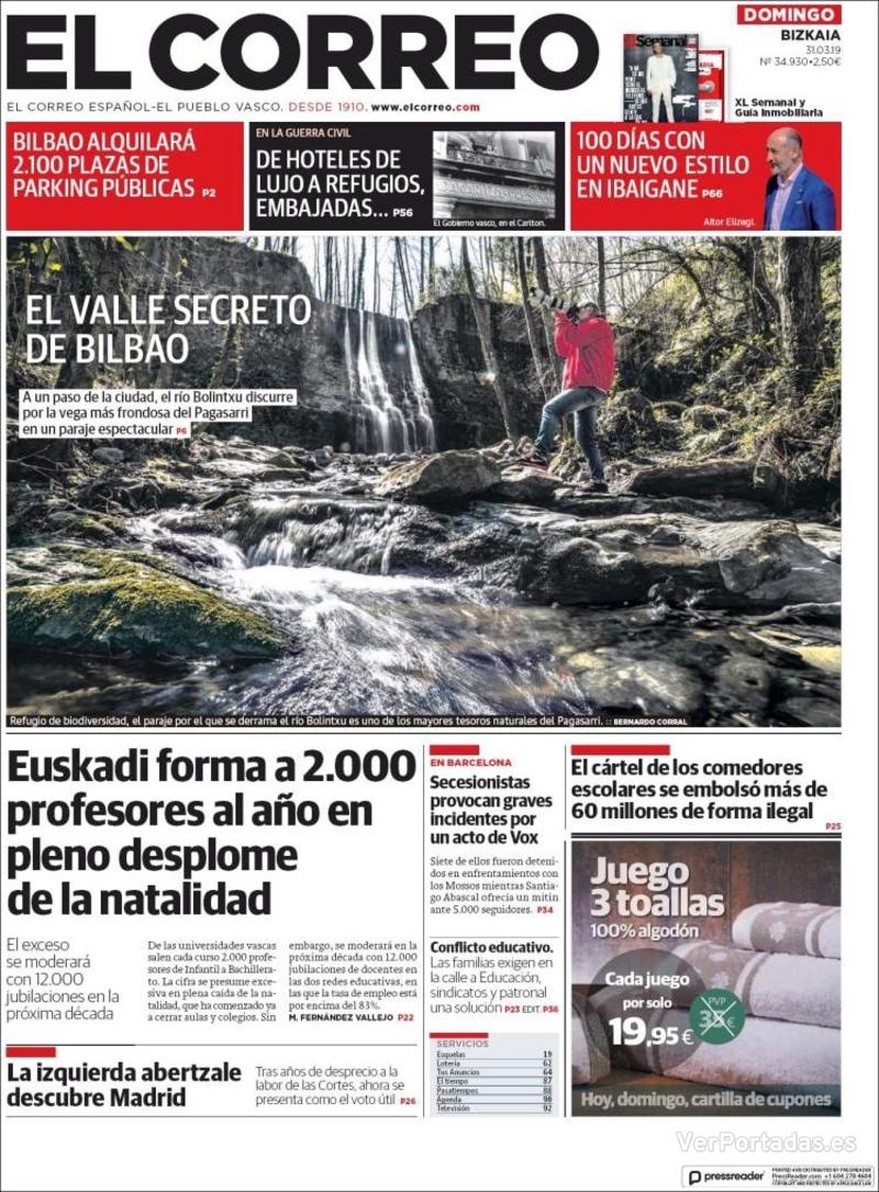 Portada El Correo 2019-04-01