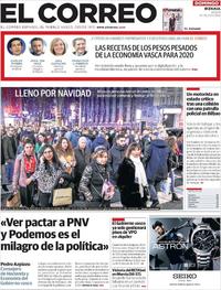 Portada El Correo 2019-12-29