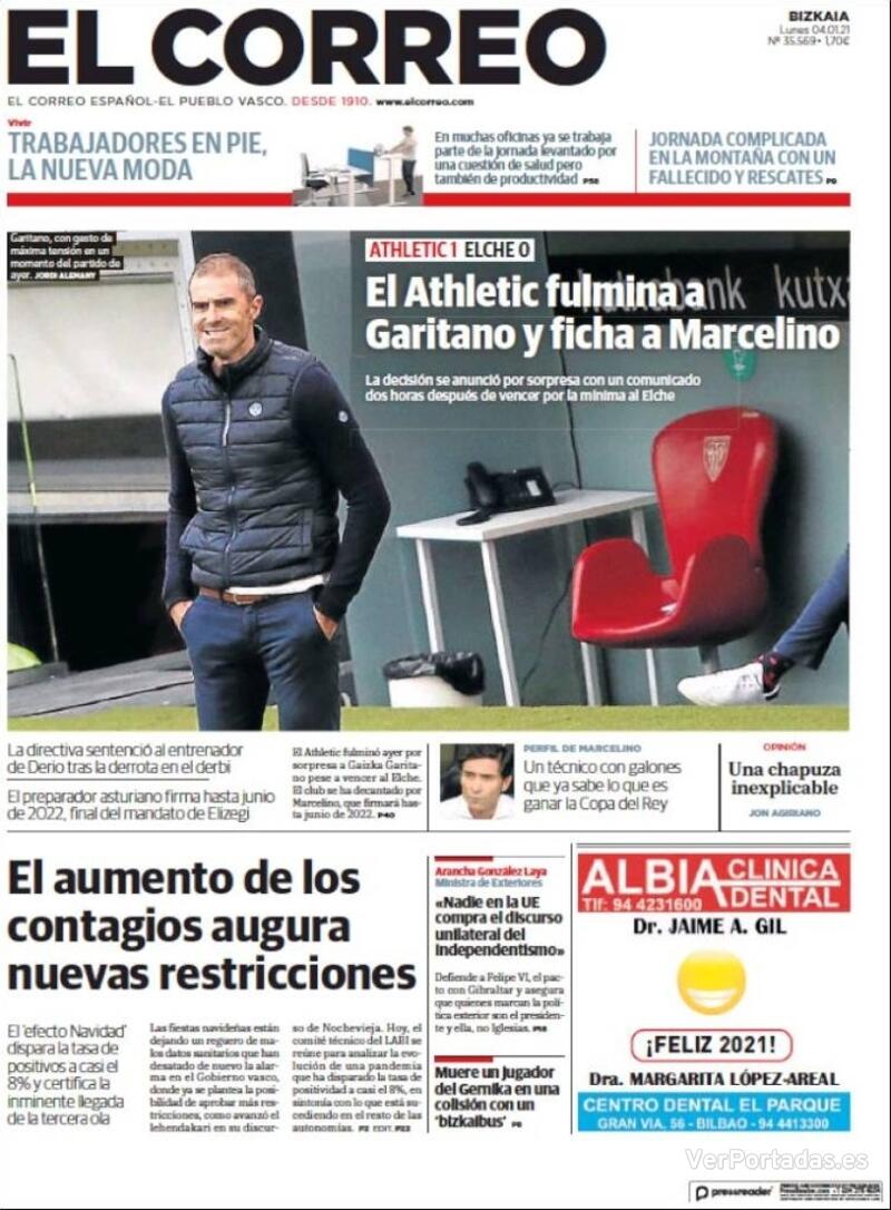 Portada El Correo 2021-01-05