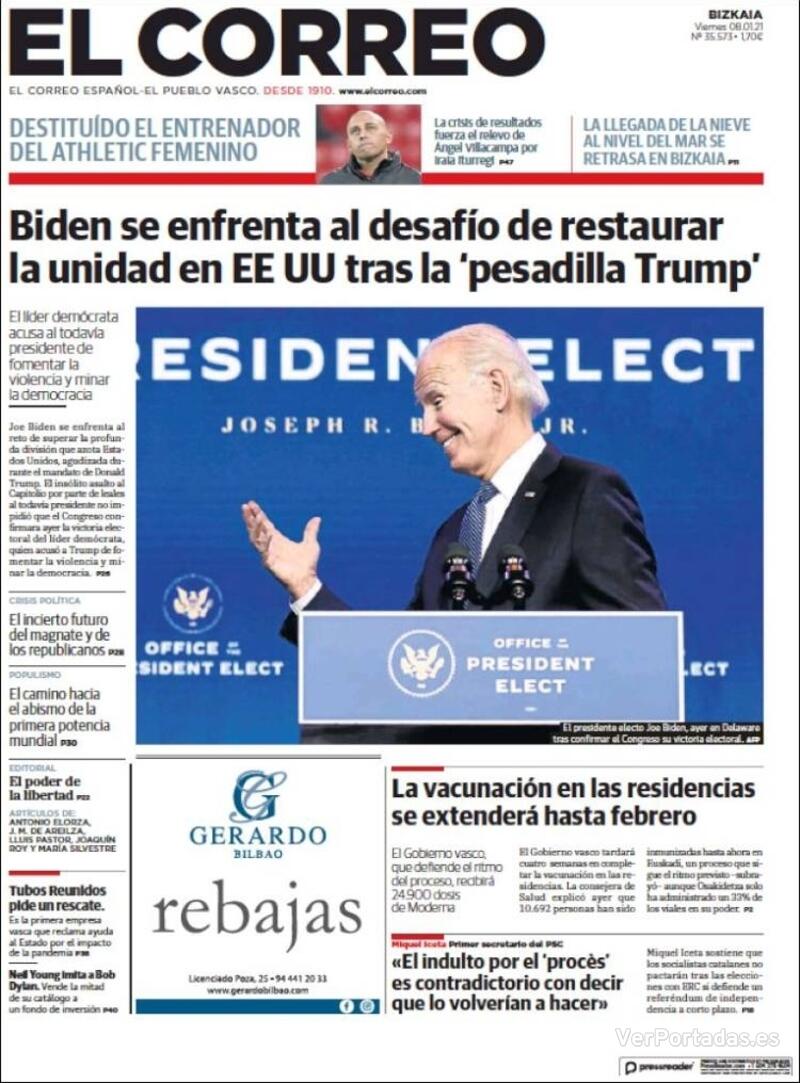 Portada El Correo 2021-01-09