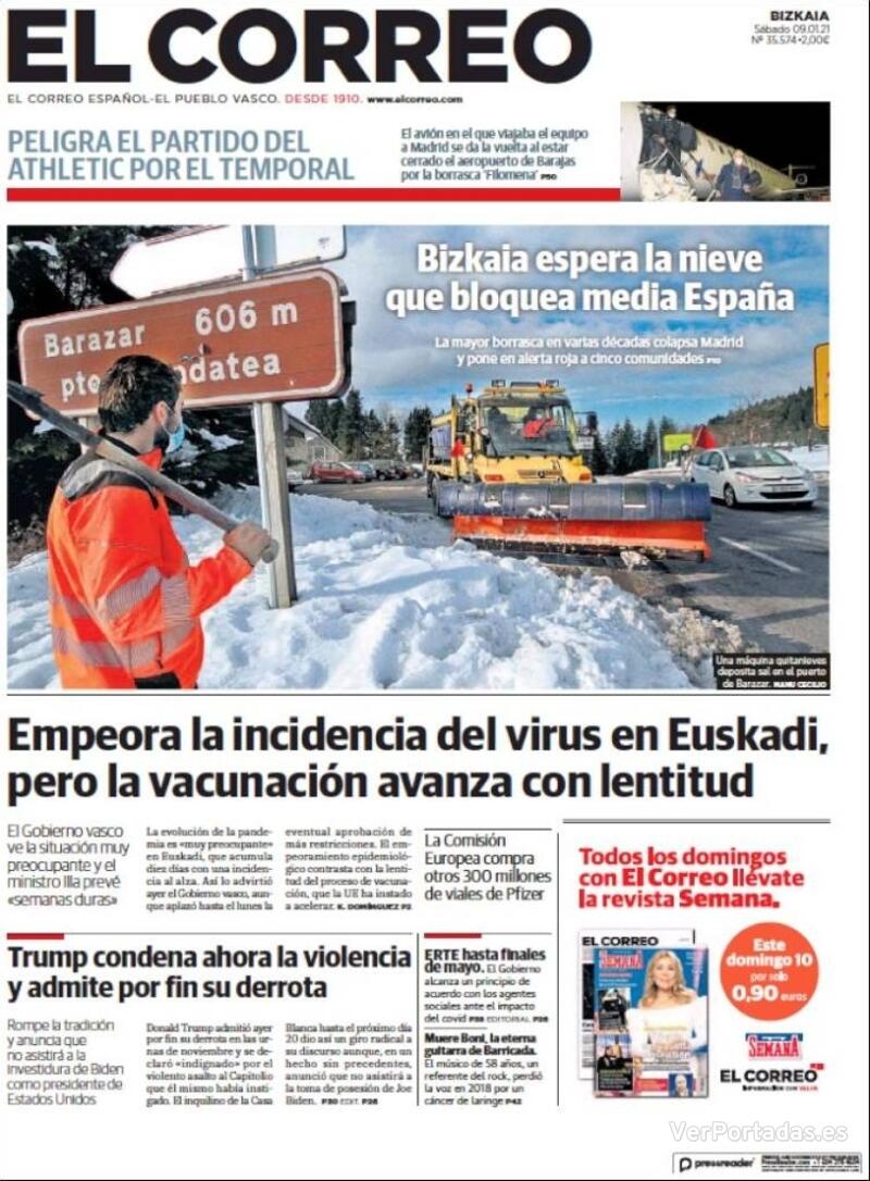 Portada El Correo 2021-01-10