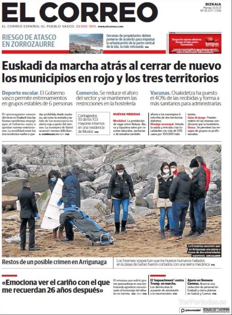 Portada El Correo 2021-01-13