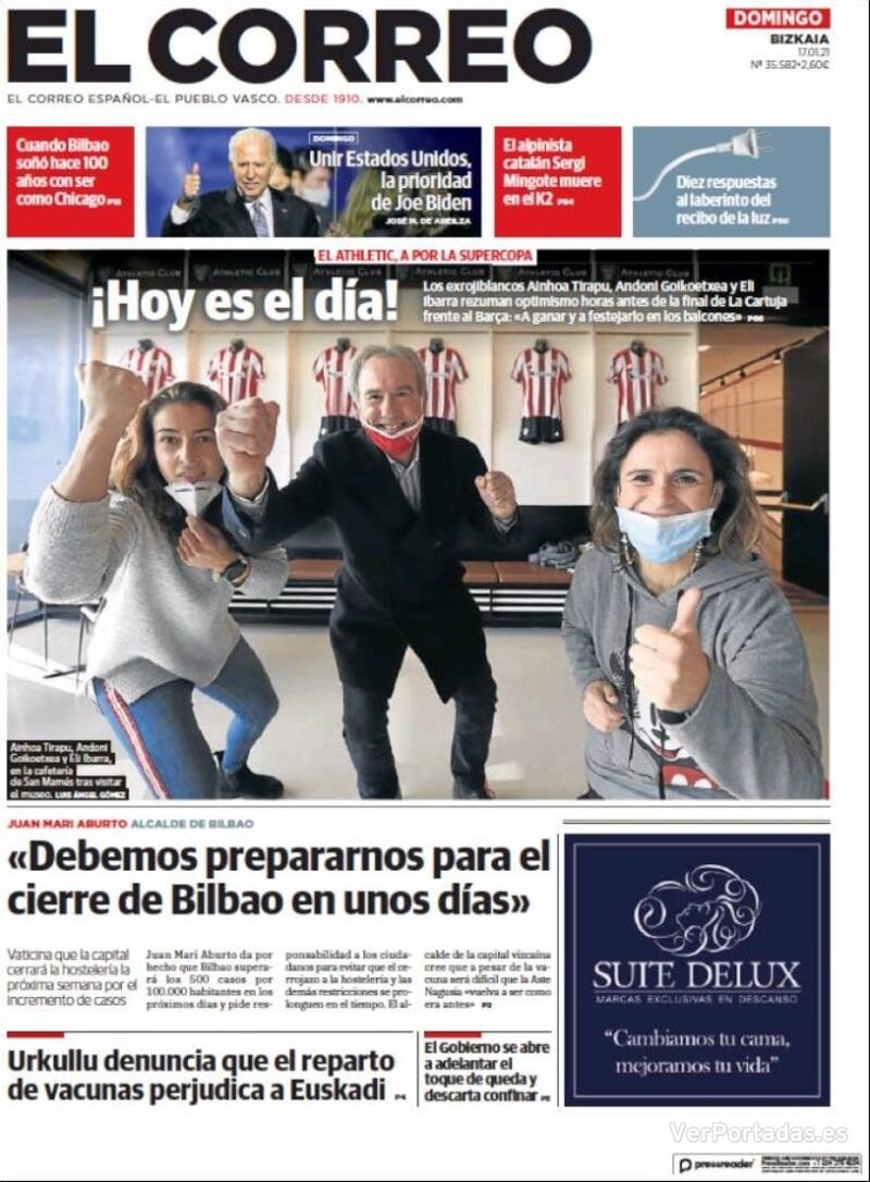 Portada El Correo 2021-01-18