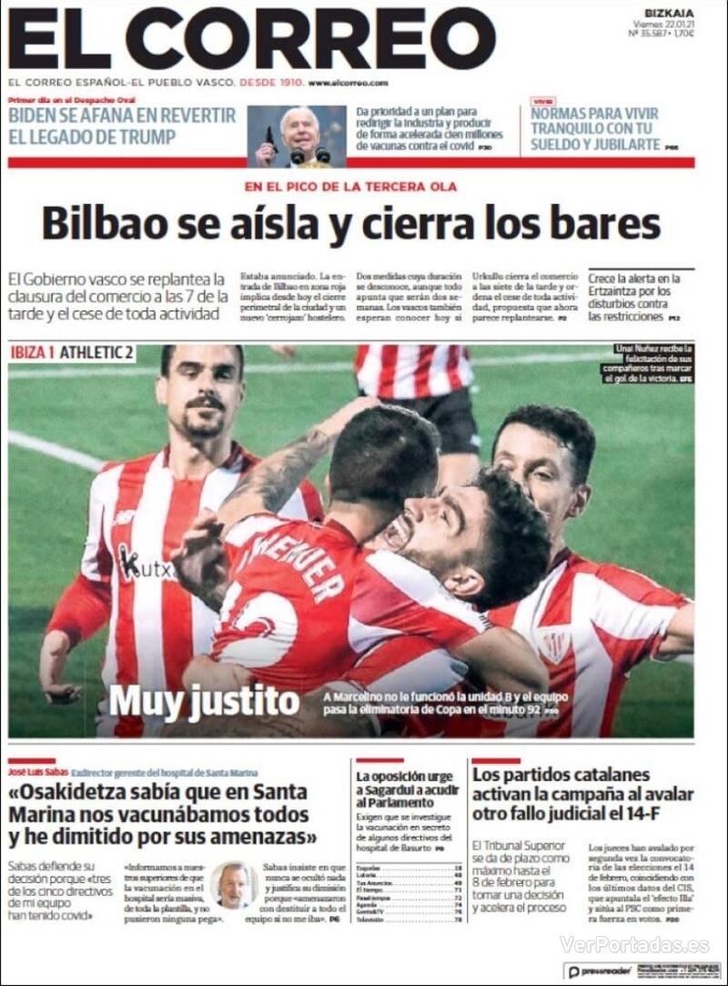 Portada El Correo 2021-01-23