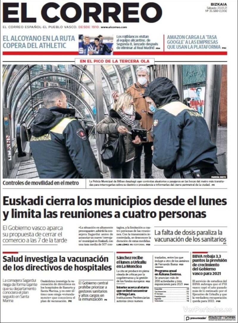 Portada El Correo 2021-01-24