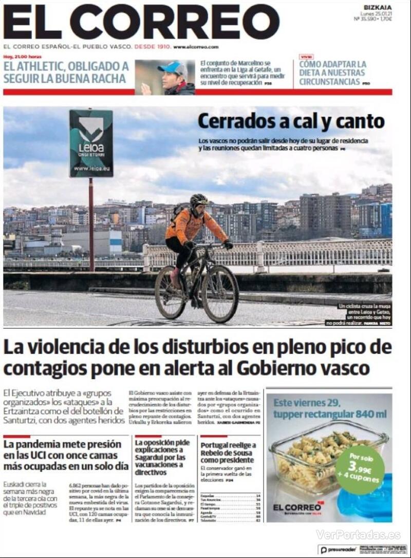 Portada El Correo 2021-01-26