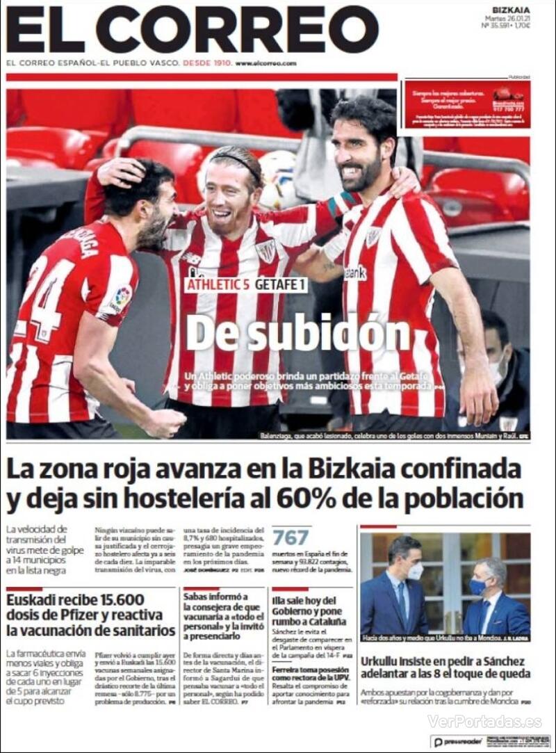 Portada El Correo 2021-01-27