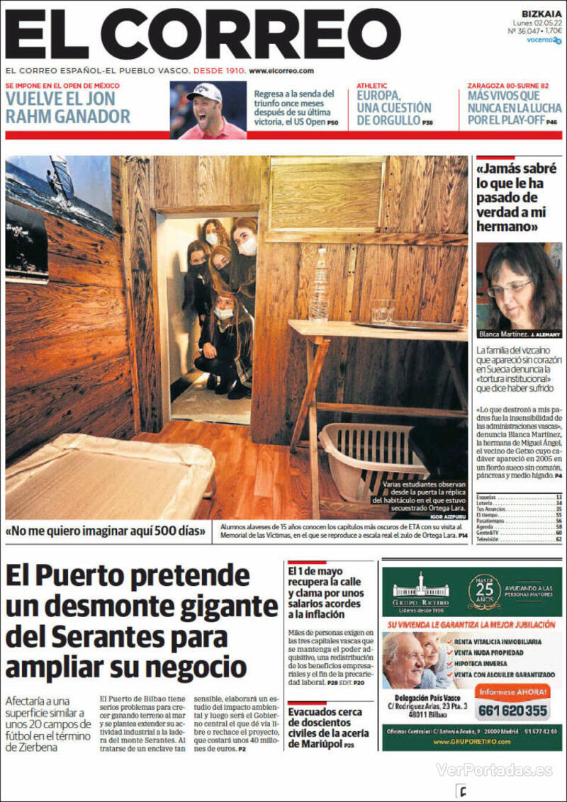 Portada El Correo 2022-05-03