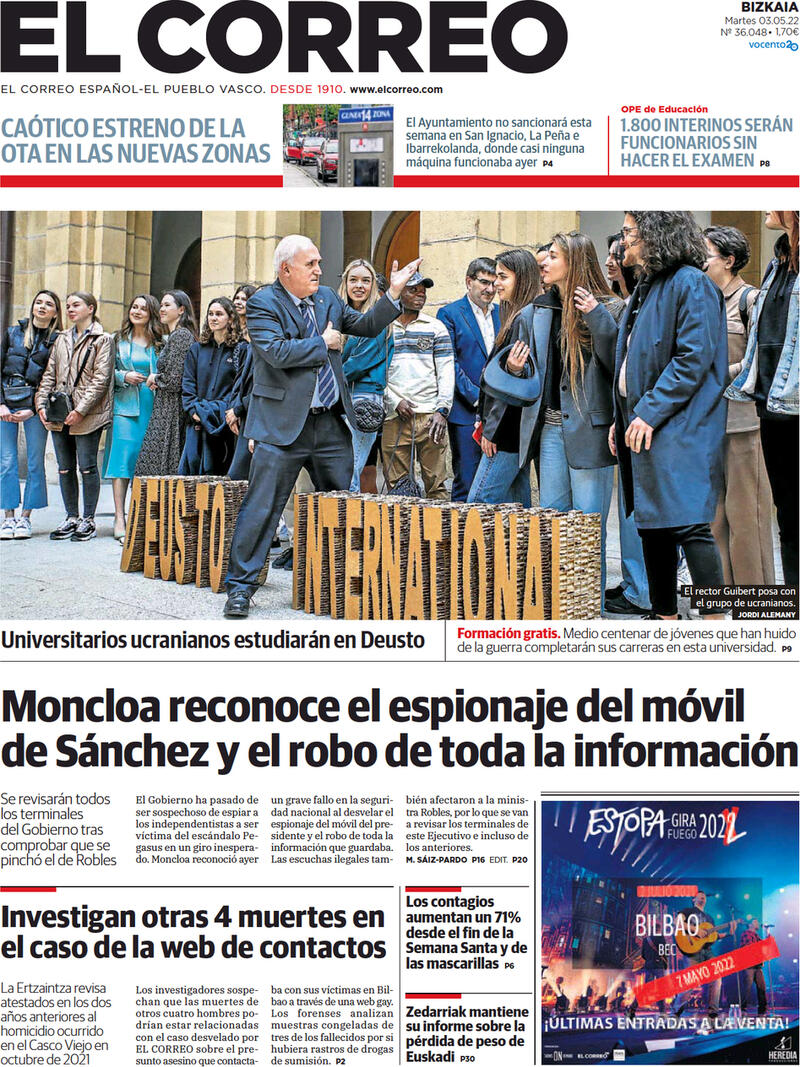 Portada El Correo 2022-05-04