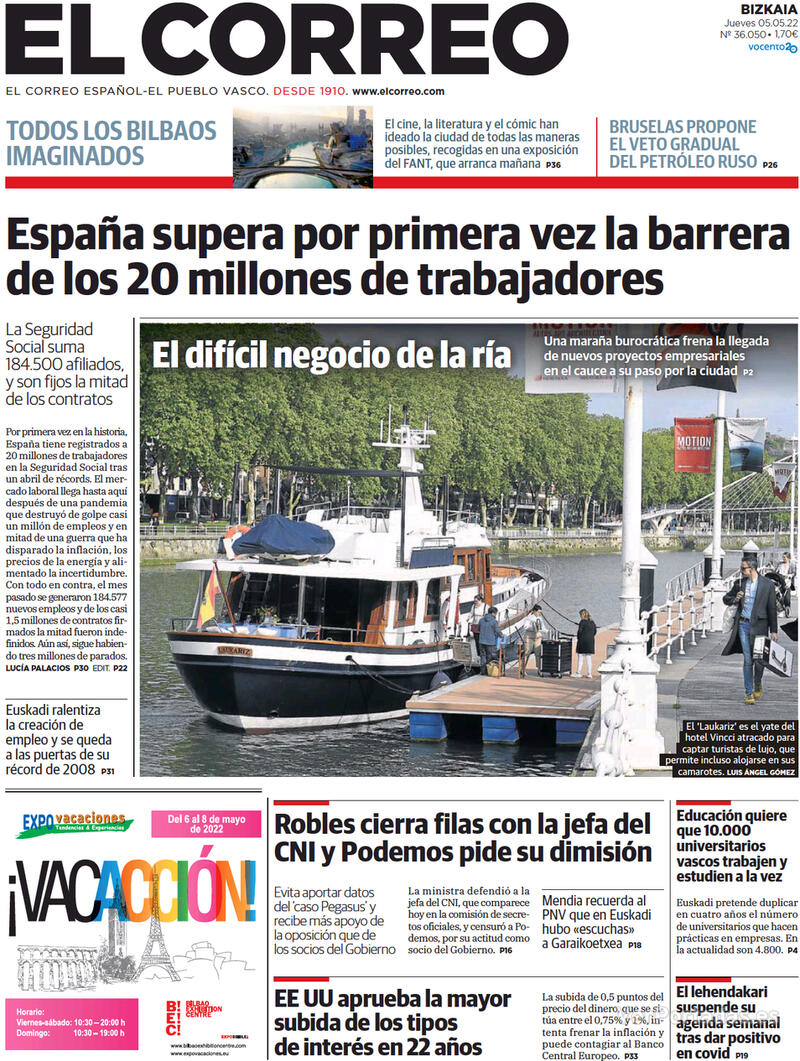 Portada El Correo 2022-05-06