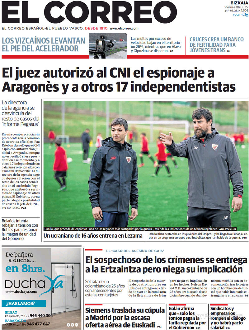 Portada El Correo 2022-05-07