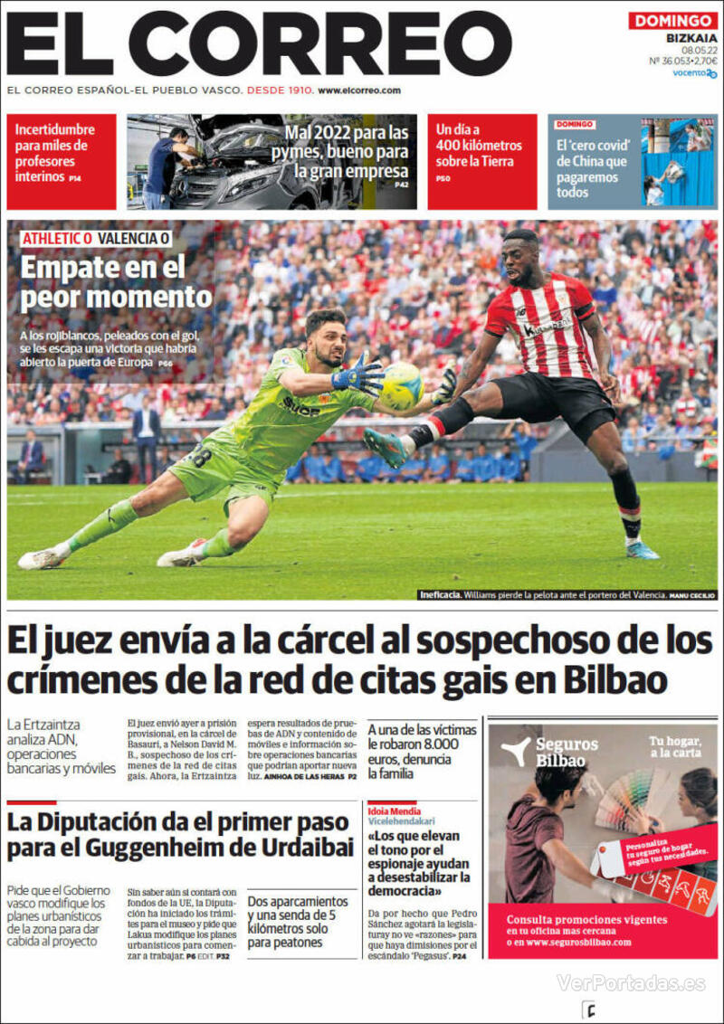 Portada El Correo 2022-05-09