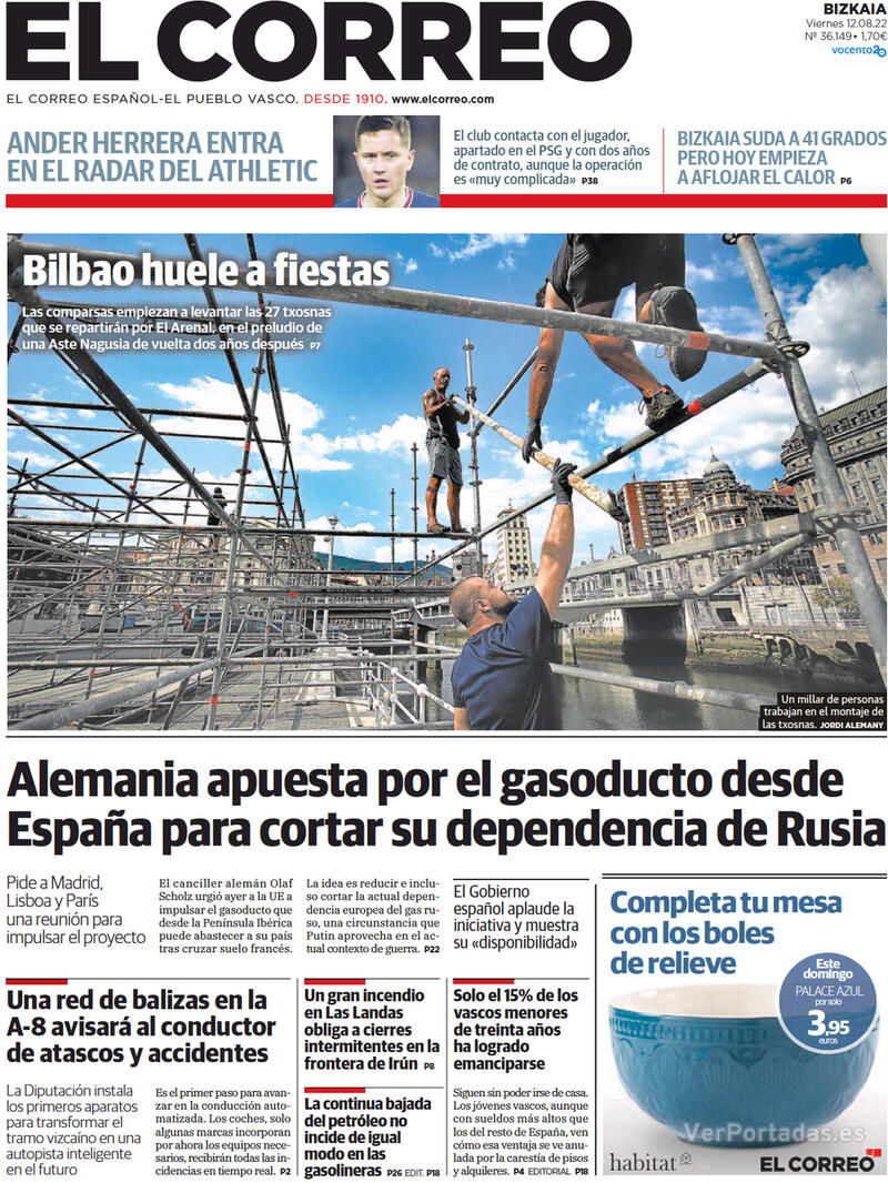 Portada El Correo 2022-08-13