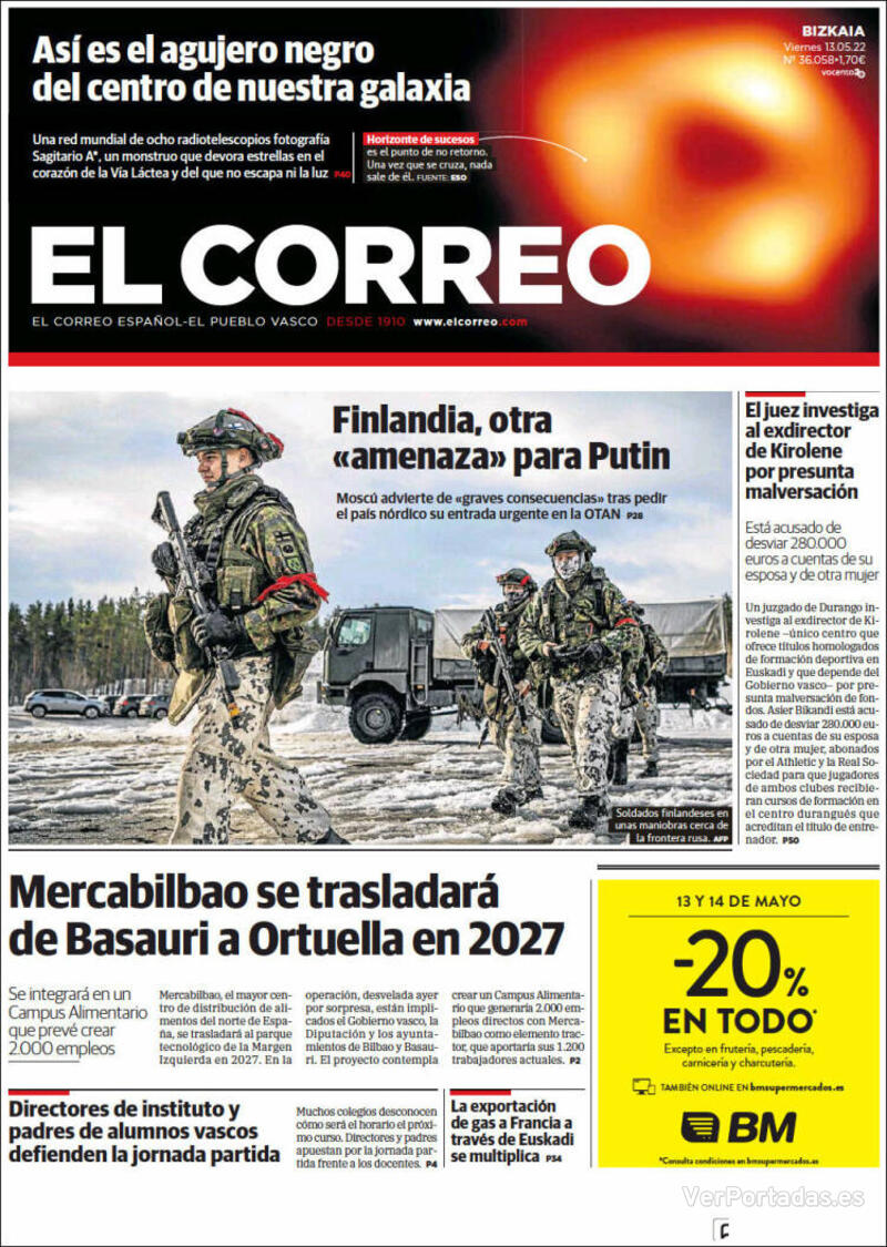 Portada El Correo 2022-05-14