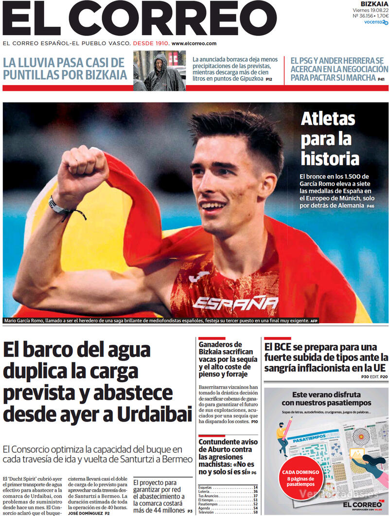 Portada El Correo 2022-08-20