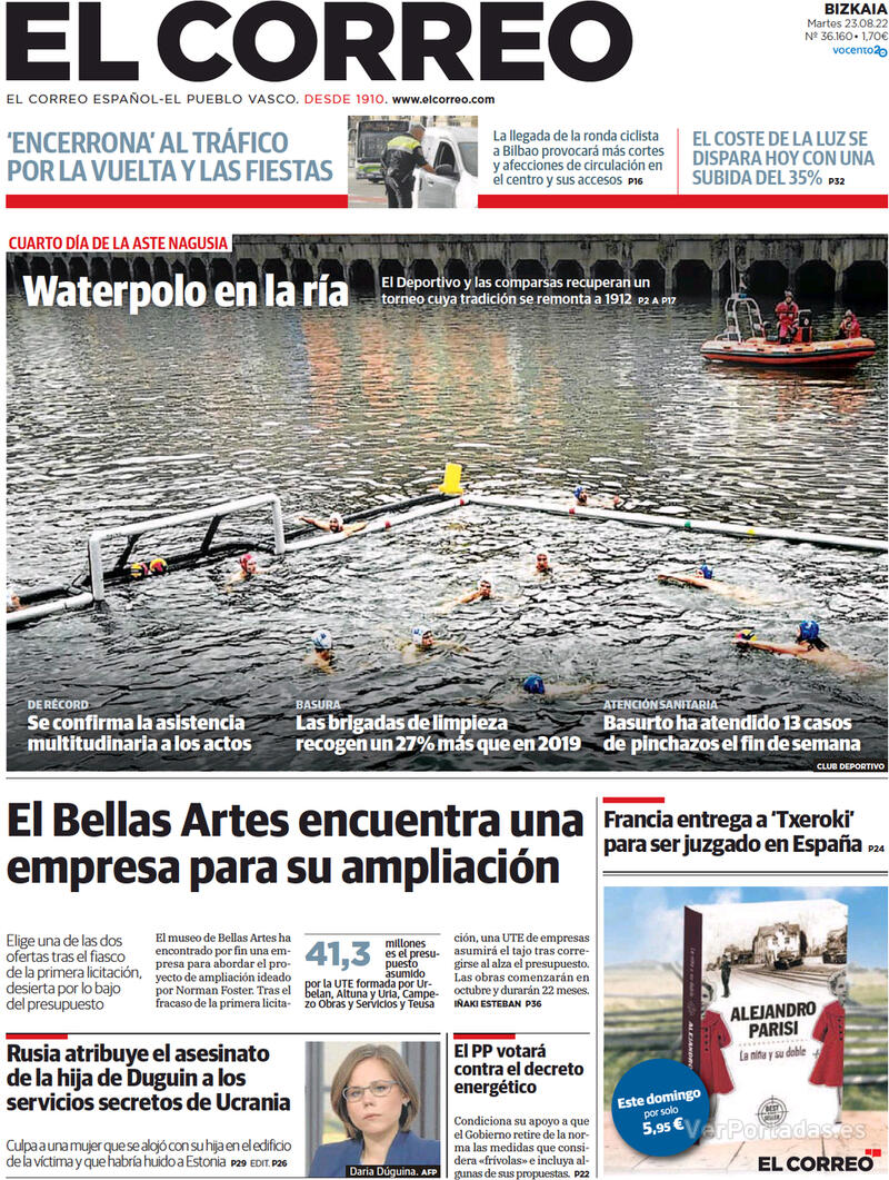 Portada El Correo 2022-08-24