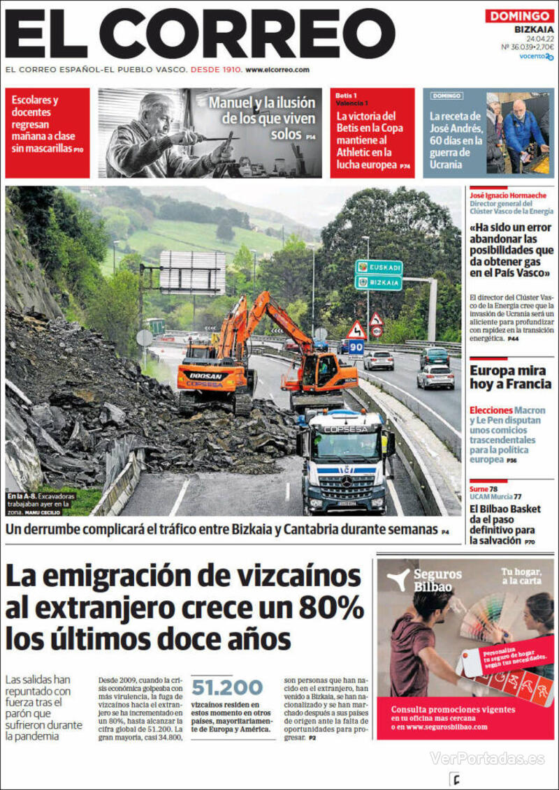 Portada El Correo 2022-04-25