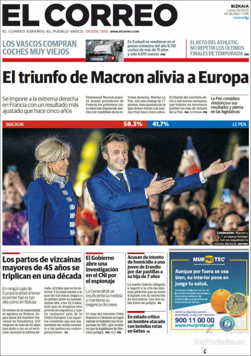 Portada El Correo 2022-04-26