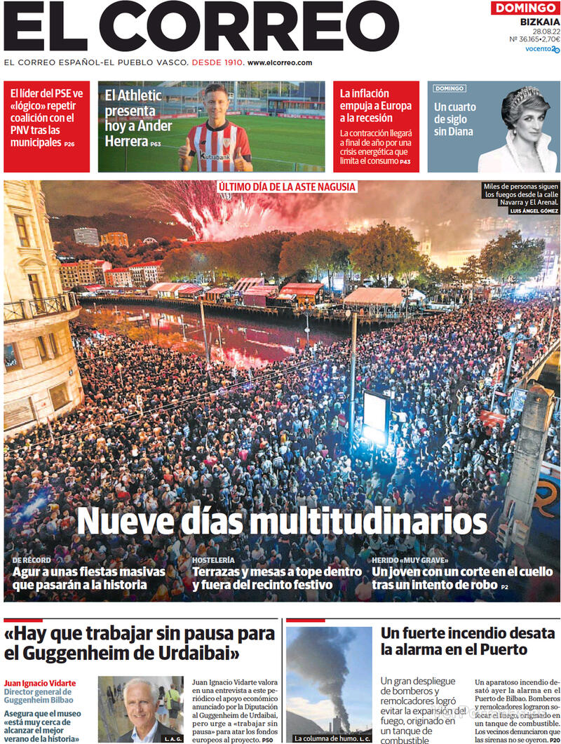 Portada El Correo 2022-08-29