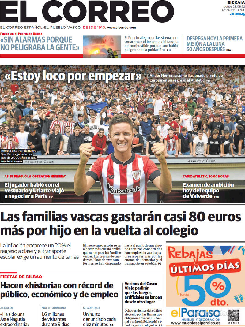 Portada El Correo 2022-08-30