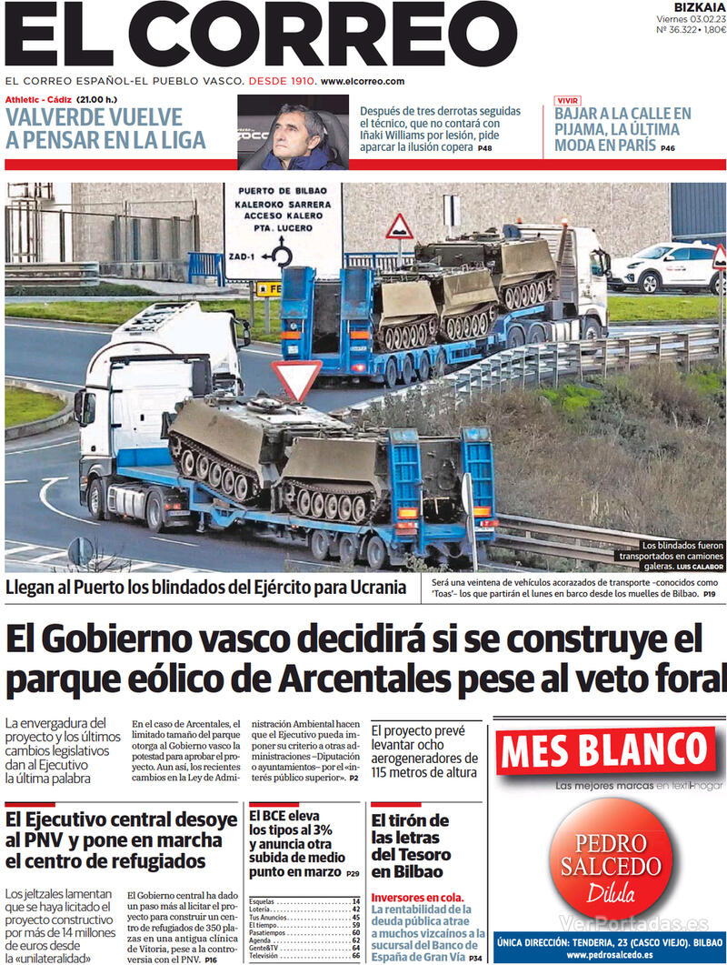 Portada El Correo 2023-02-04