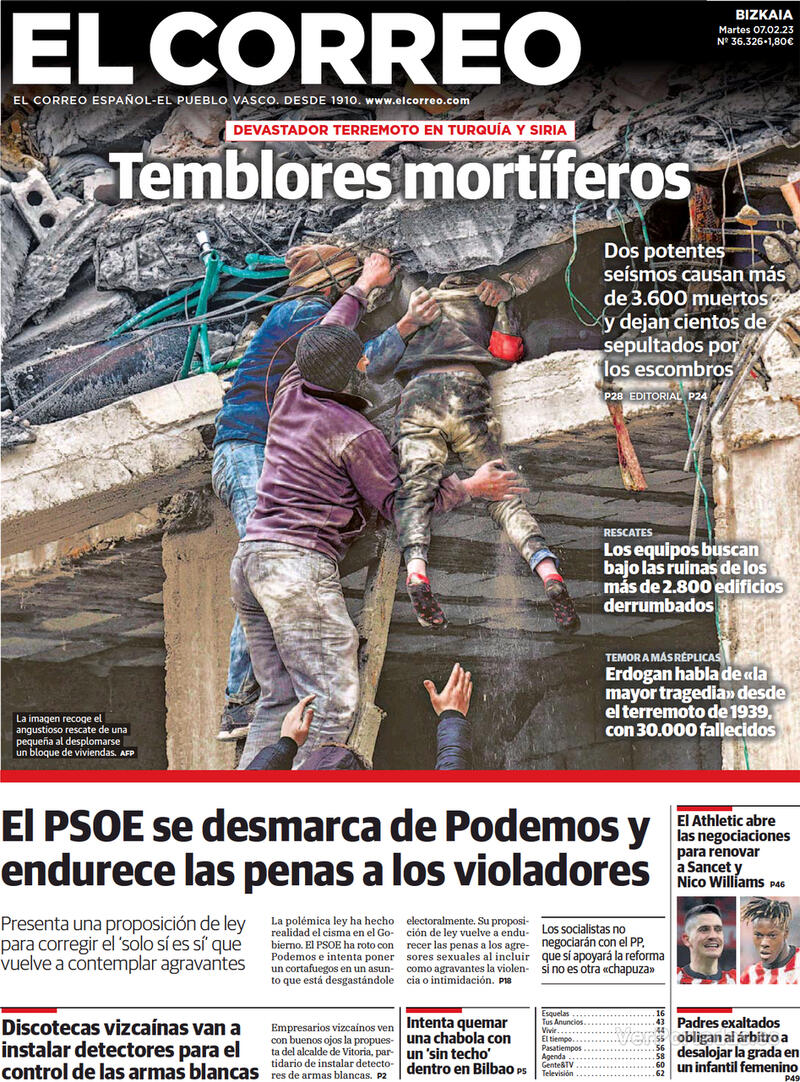 Portada El Correo 2023-02-08