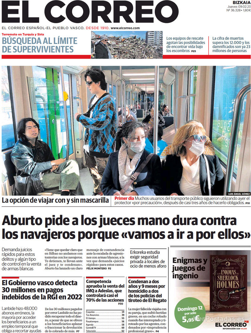 Portada El Correo 2023-02-10