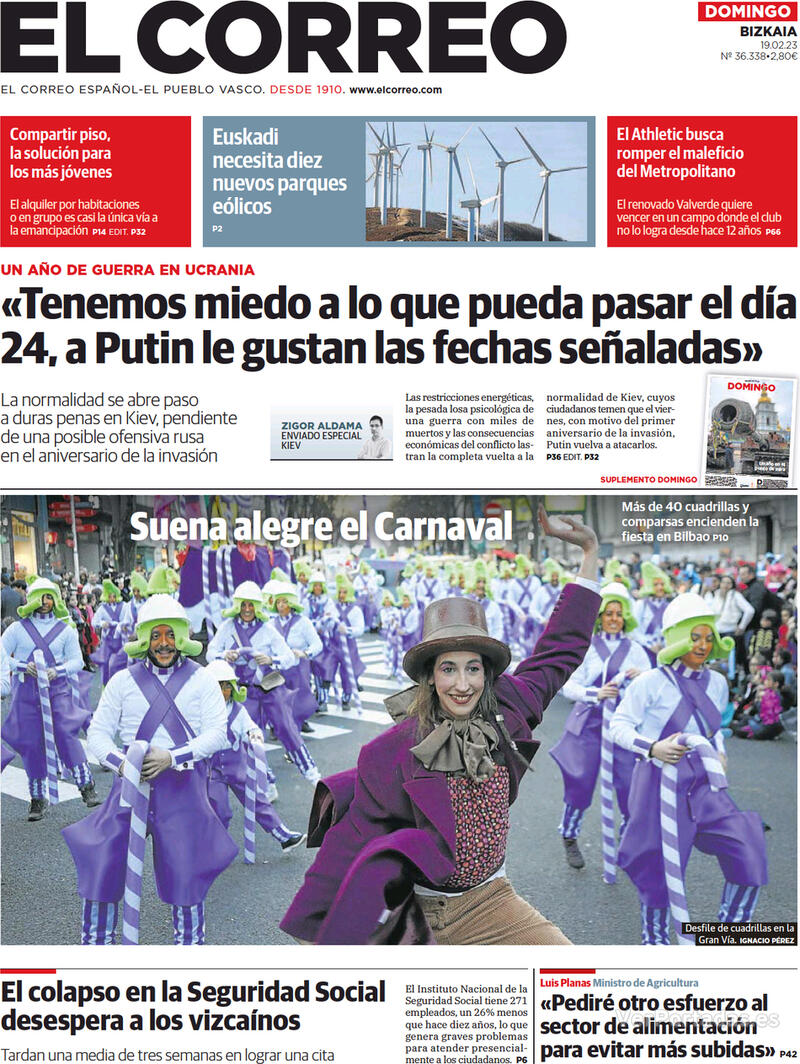 Portada El Correo 2023-02-20