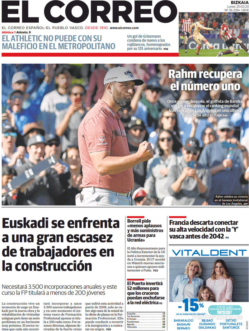 Portada El Correo 2023-02-21