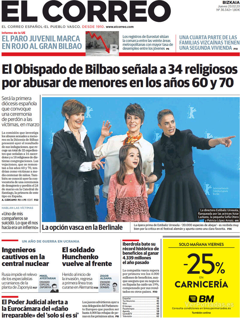 Portada El Correo 2023-02-24