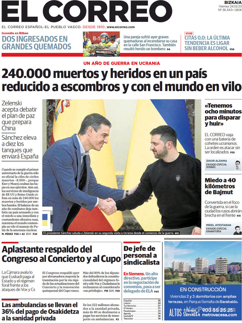 Portada El Correo 2023-02-25