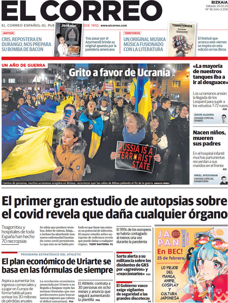 Portada El Correo 2023-02-26