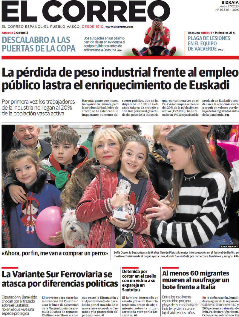 Portada El Correo 2023-02-28