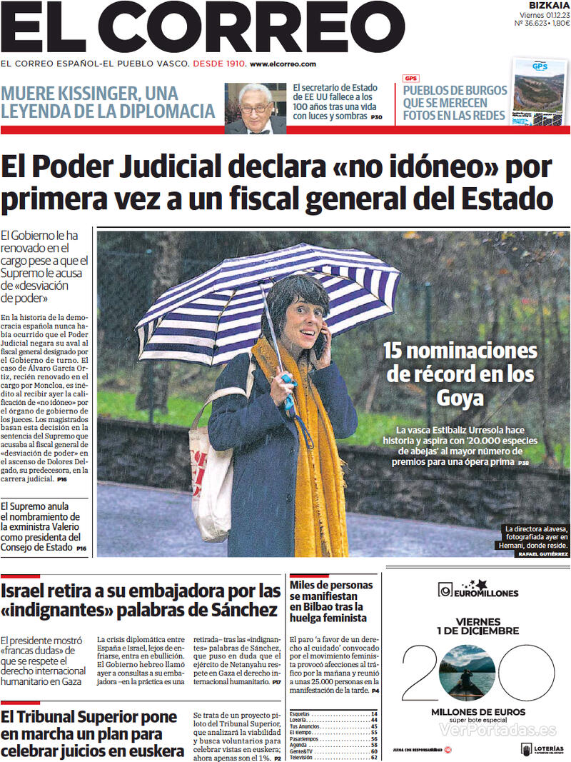 Portada El Periódico 2023-12-01
