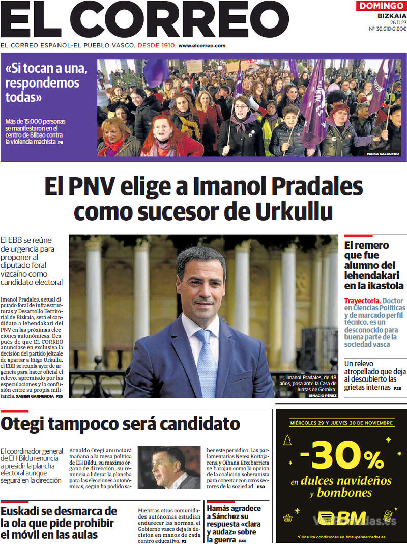 Portada El Periódico 2023-11-26