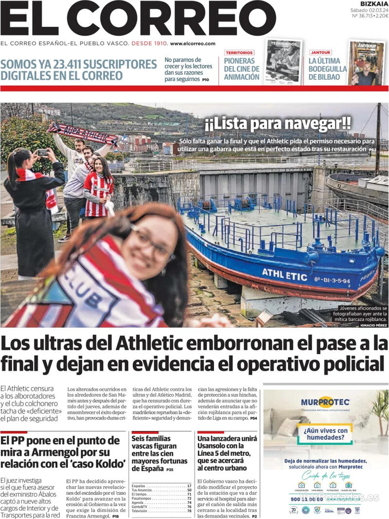 Portada El Correo 2024-03-03