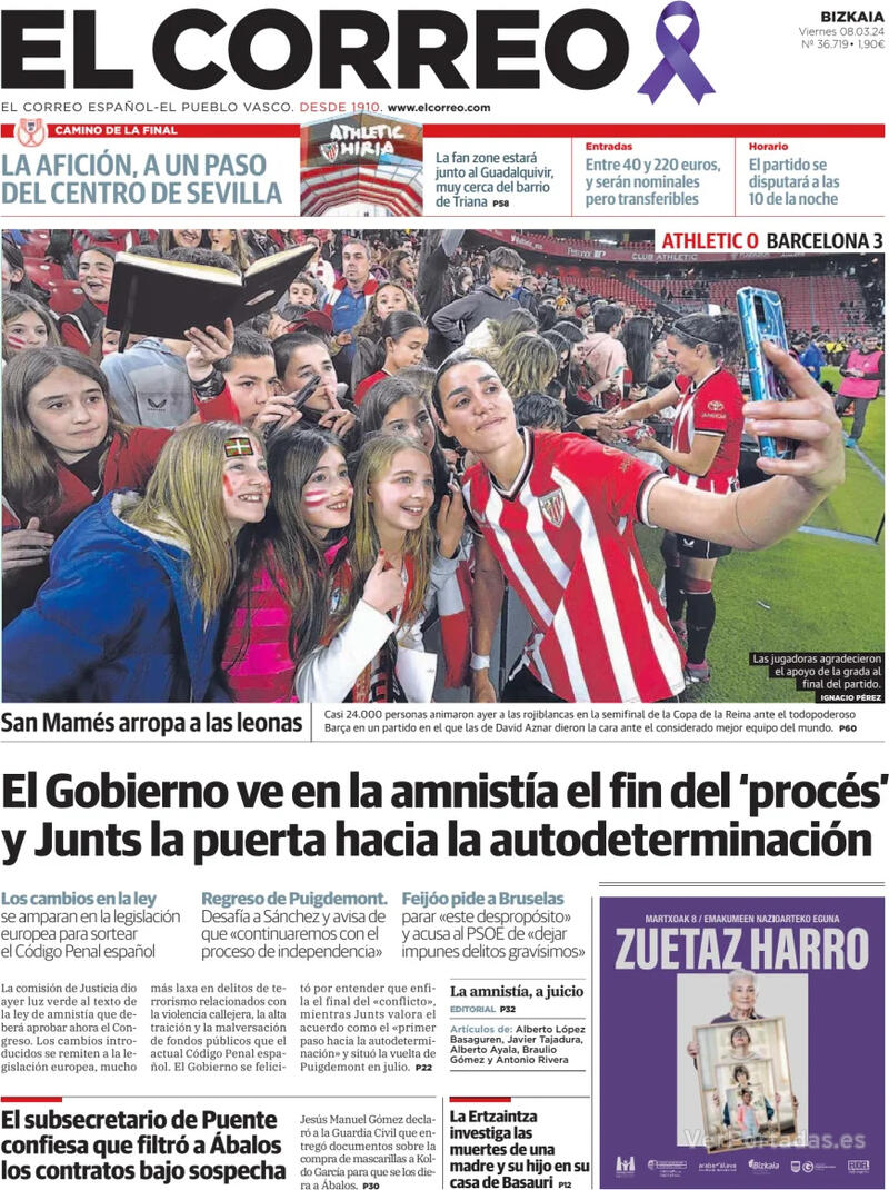 Portada El Correo 2024-03-09