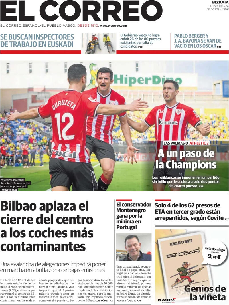 Portada El Correo 2024-03-12