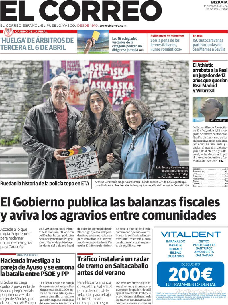 Portada El Correo 2024-03-14